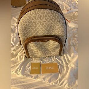 Michael kors logo leather backpack